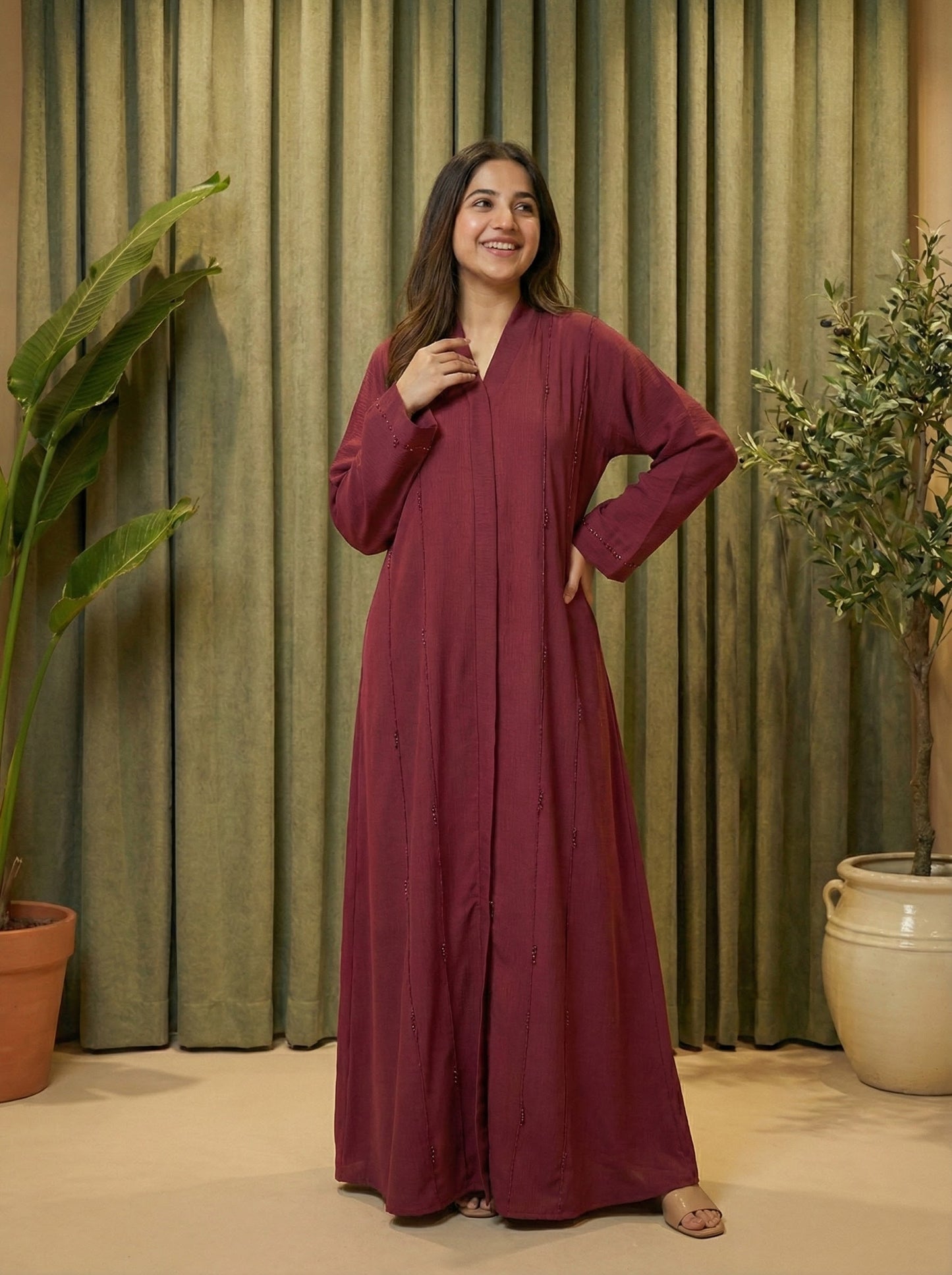 Classic Button Front Maxi Abaya
