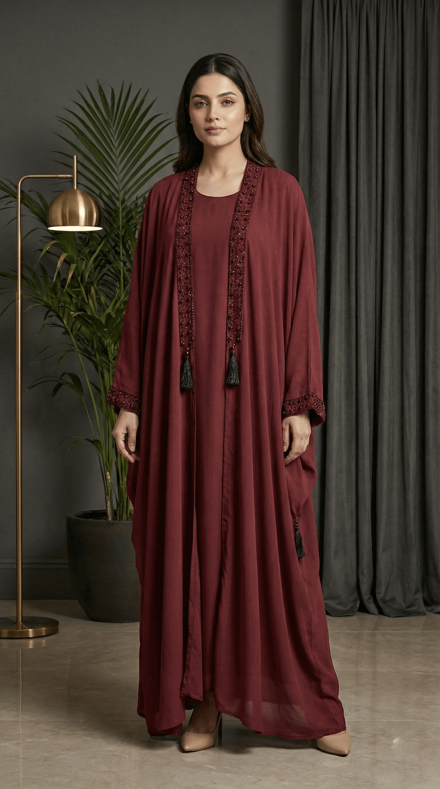 Luxe Beaded 'Upper' Kaftan Ensemble 3-Piece Set