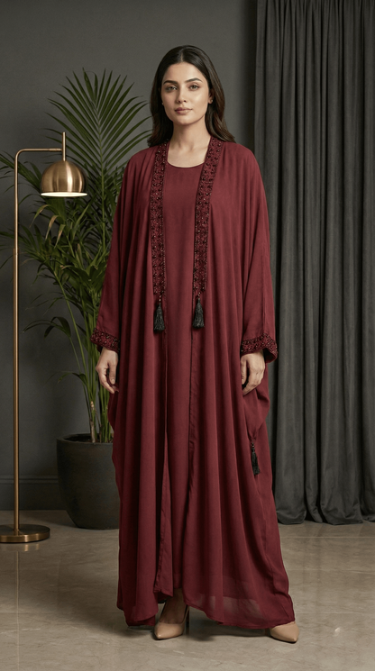 Luxe Beaded 'Upper' Kaftan Ensemble 3-Piece Set