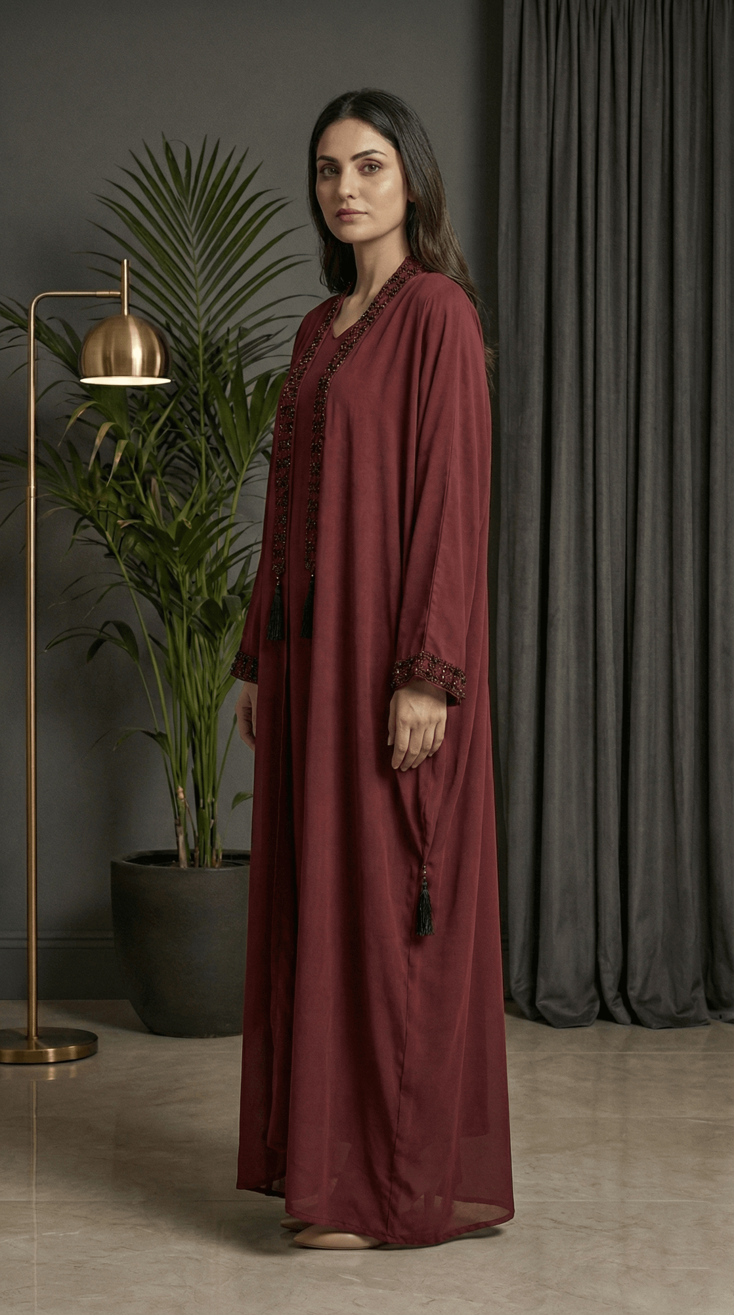 Luxe Beaded 'Upper' Kaftan Ensemble 3-Piece Set