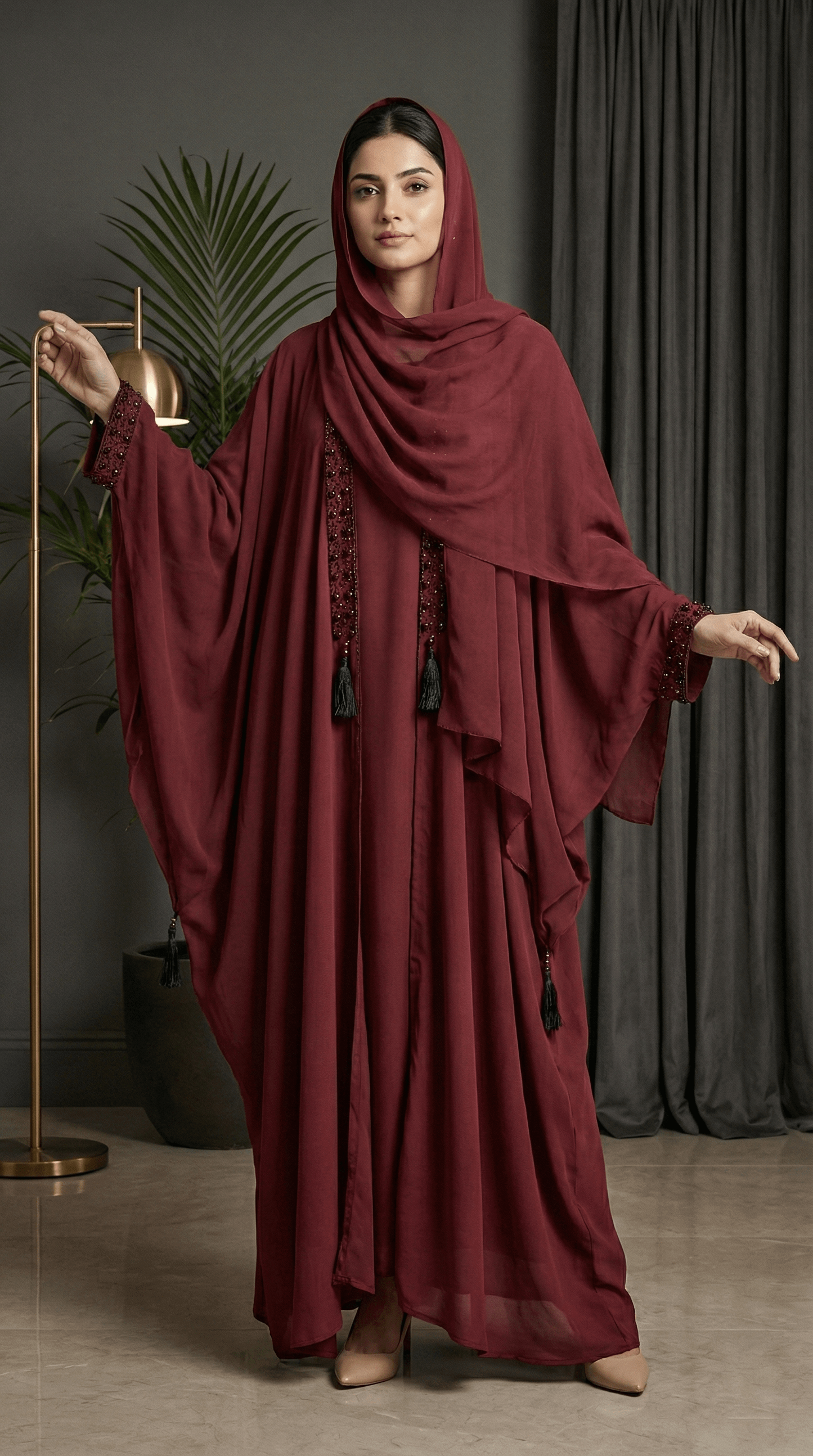 Luxe Beaded 'Upper' Kaftan Ensemble 3-Piece Set